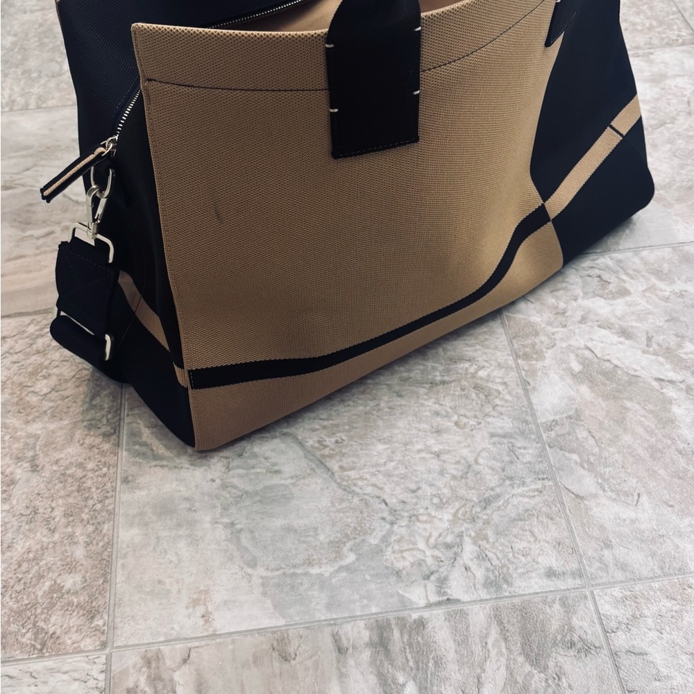 Rothy's Tan and Black Travel Bag Modern Design